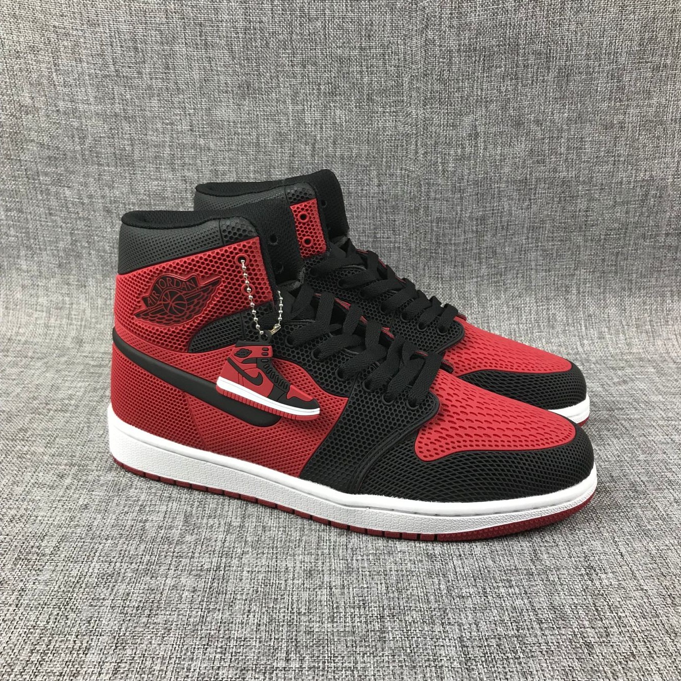 New Air Jordan 1 Drop Plastic Black Red Shoes - Click Image to Close